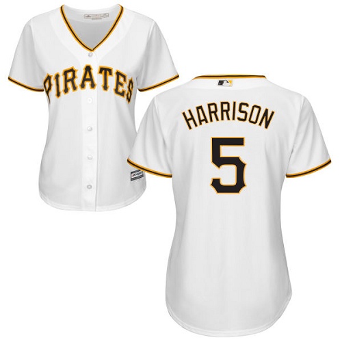 Pirates #5 Josh Harrison White Home Women's Stitched MLB Jersey
